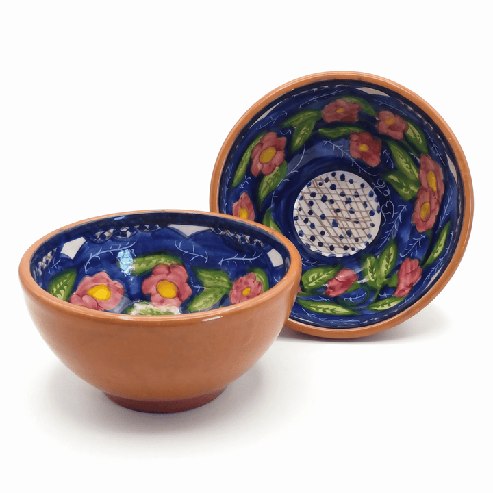 Handmade Hand Painted Portuguese Pottery Soup Bowls Floral – Set of 2