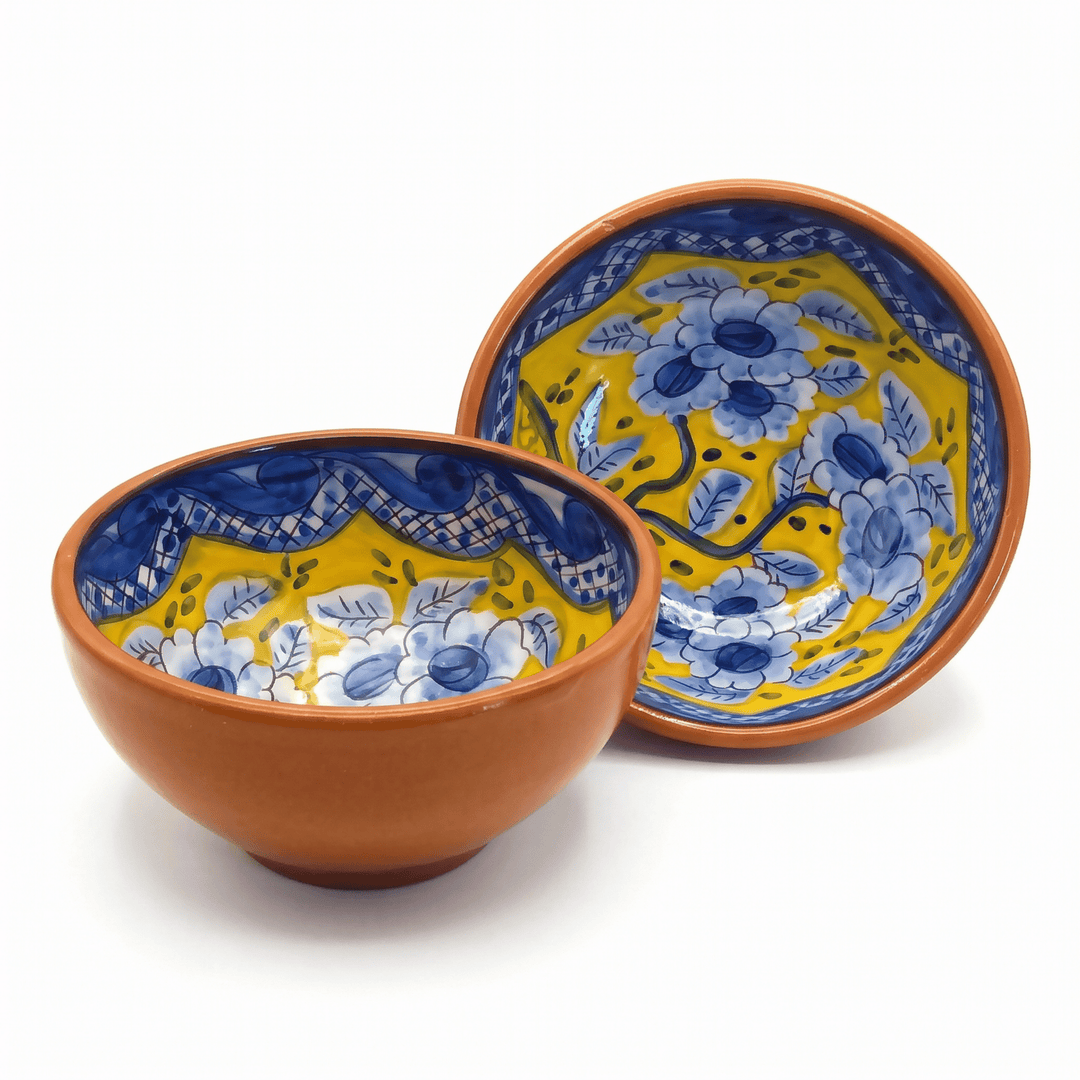 Handmade Hand Painted Portuguese Pottery Soup Bowls Yellow – Set of 2
