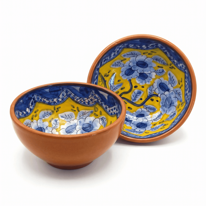 Handmade Hand Painted Portuguese Pottery Soup Bowls Yellow – Set of 2