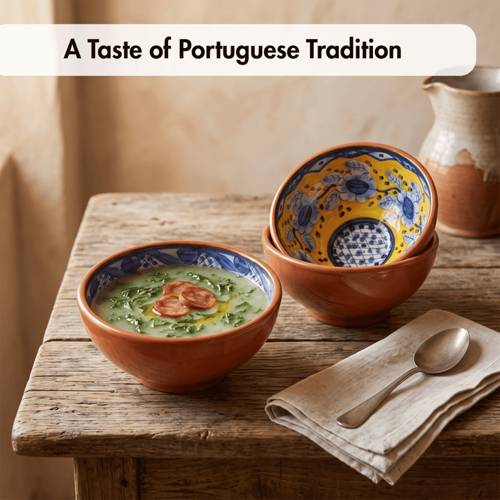 Handmade Hand Painted Portuguese Pottery Soup Bowls Yellow – Set of 2