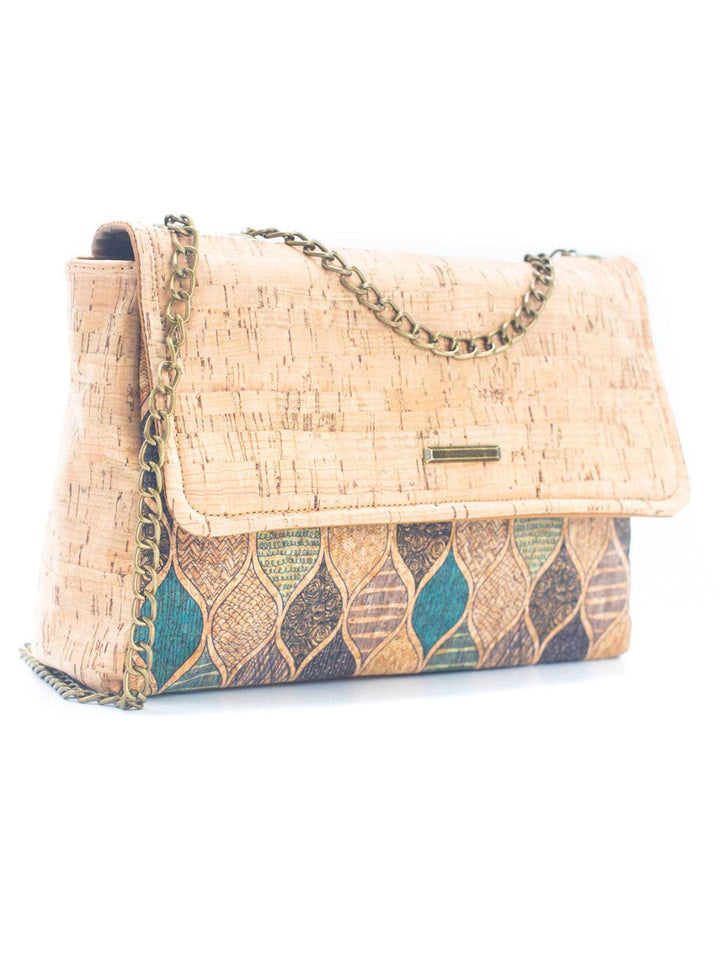 Handmade Natural Cork Printed Pattern Women's Shoulder Bag