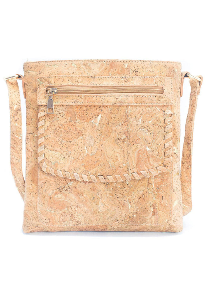 Handmade Natural Portuguese Cork Crossbody Bag with Golden Accents