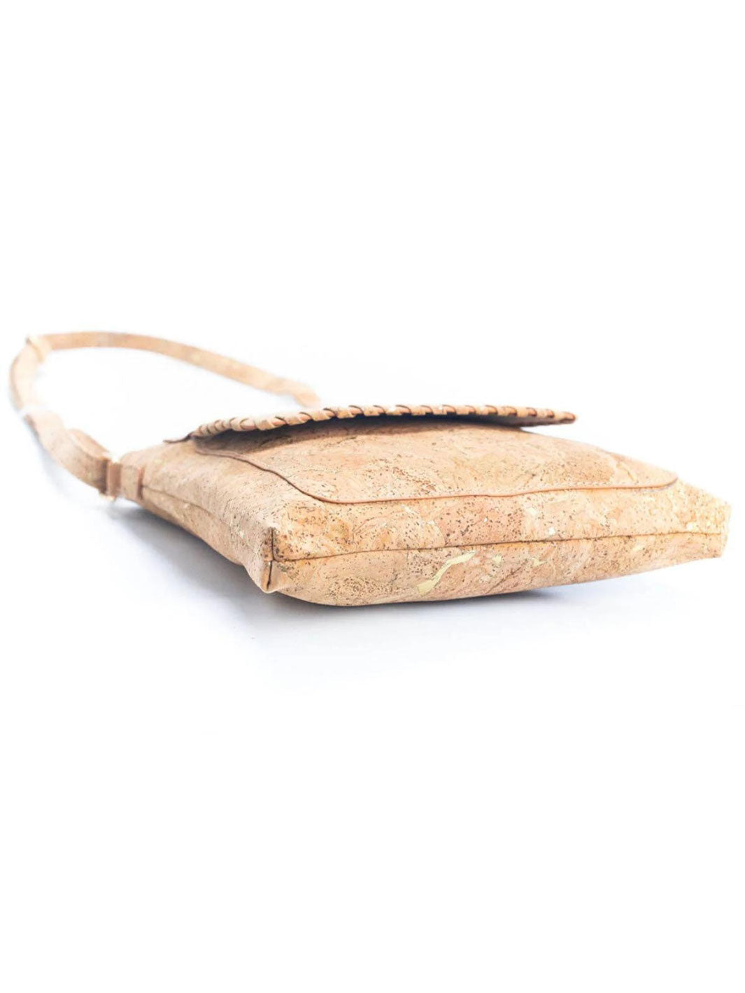 Handmade Natural Portuguese Cork Crossbody Bag with Golden Accents