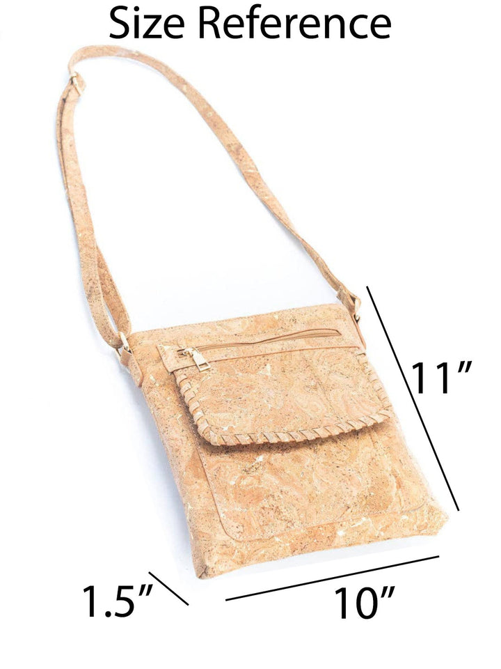 Handmade Natural Portuguese Cork Crossbody Bag with Golden Accents