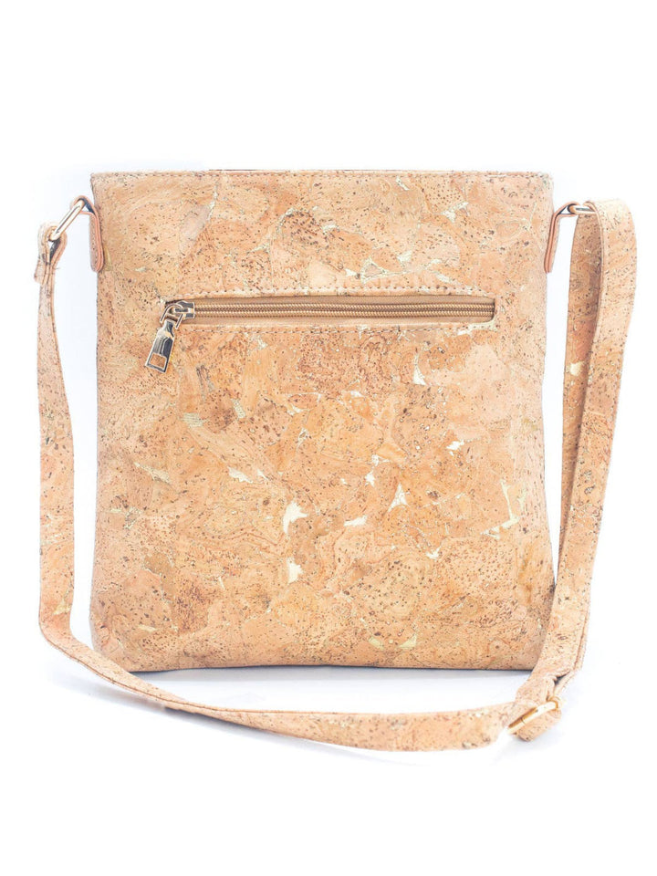 Handmade Natural Portuguese Cork Crossbody Bag with Golden Accents