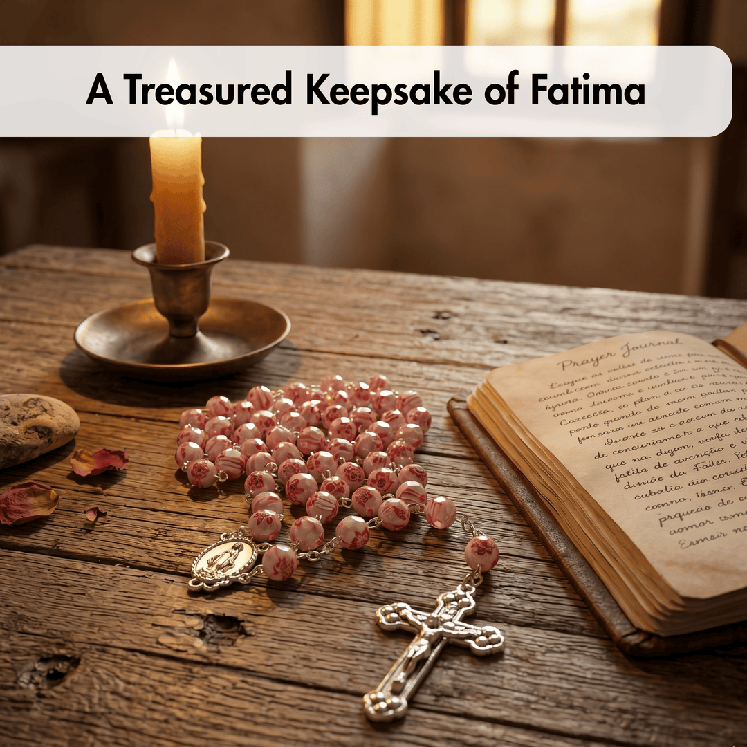 Handmade Our Lady of Fatima Rosary with Murano Crystal Beads Pink