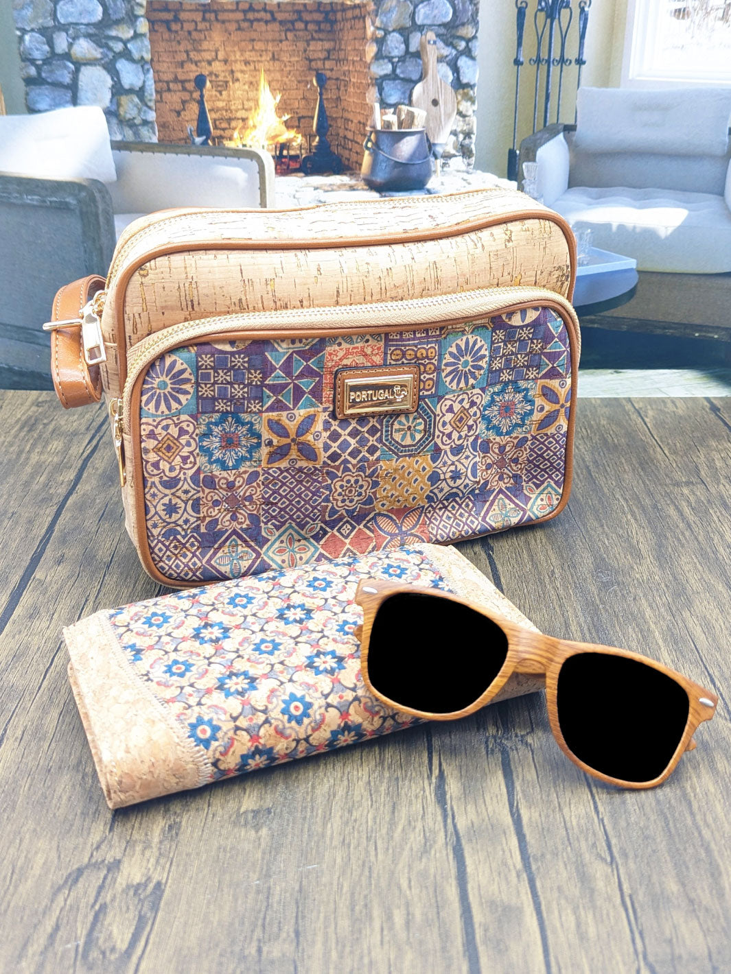 Handmade Portuguese Tiles Cork Crossbody Purse