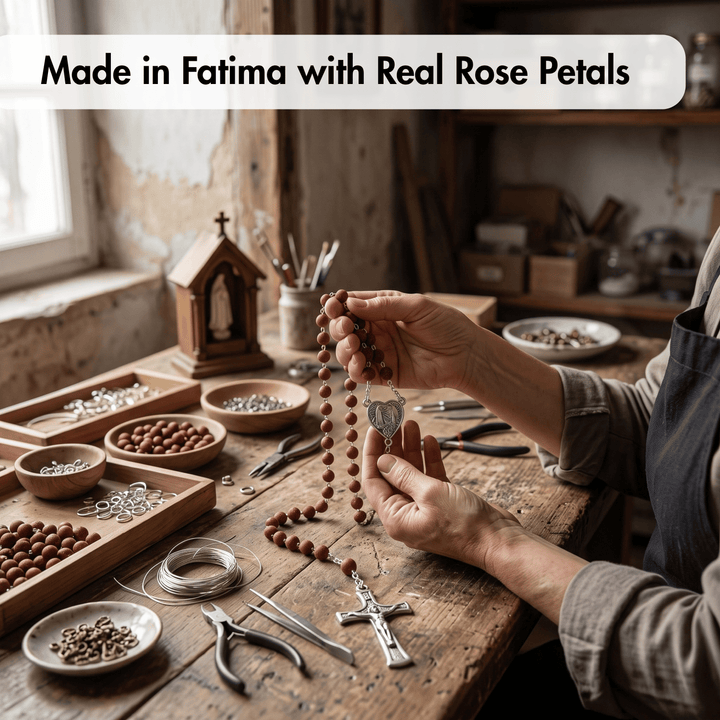 Handmade Scented Rose Petal Beads Our Lady of Fatima Rosary