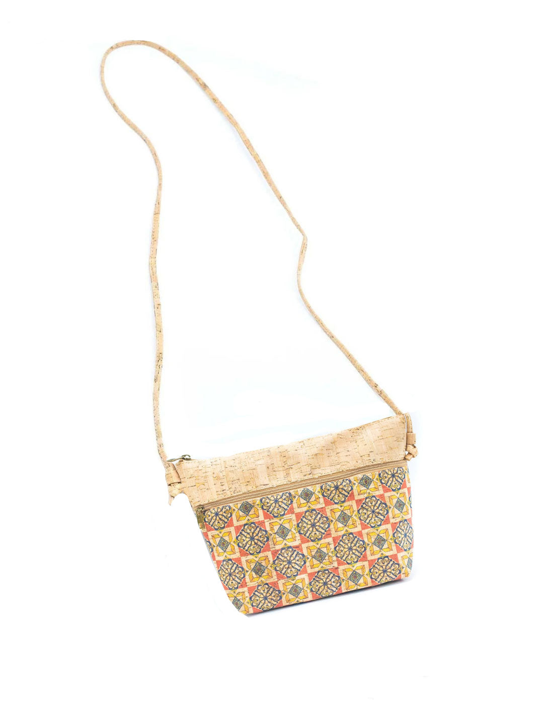 Handmade Tile Pattern Portuguese Cork Crossbody Purse for Women