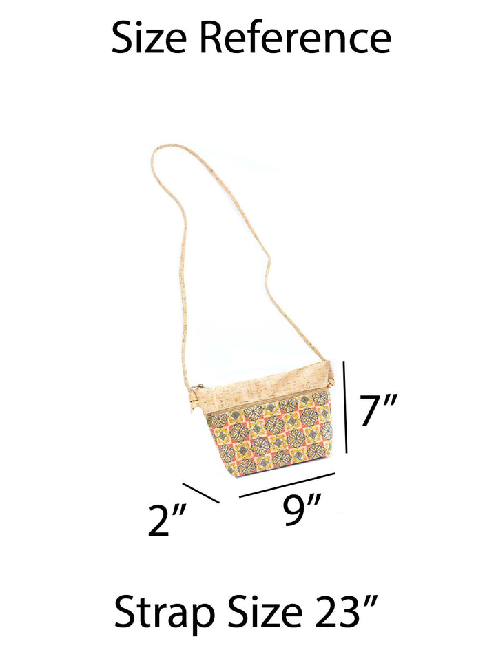 Handmade Tile Pattern Portuguese Cork Crossbody Purse for Women