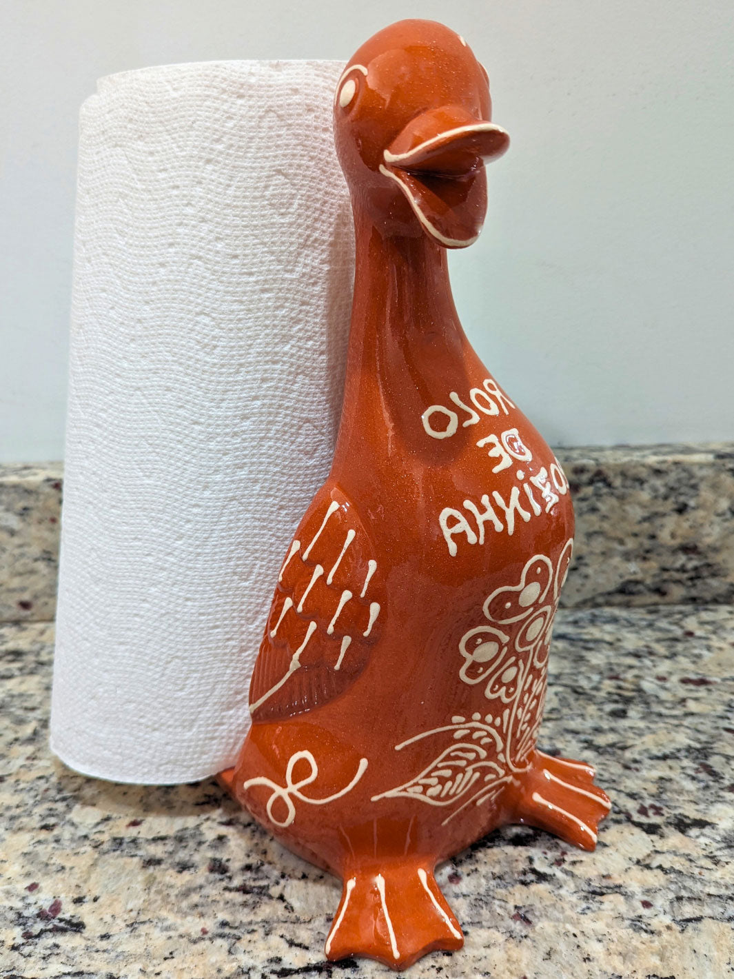 Handmade and Hand-Painted Portuguese Pottery Paper Towel Duck