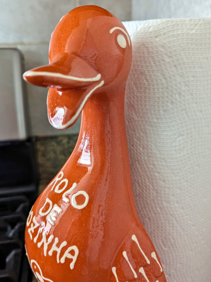 Handmade and Hand-Painted Portuguese Pottery Paper Towel Duck