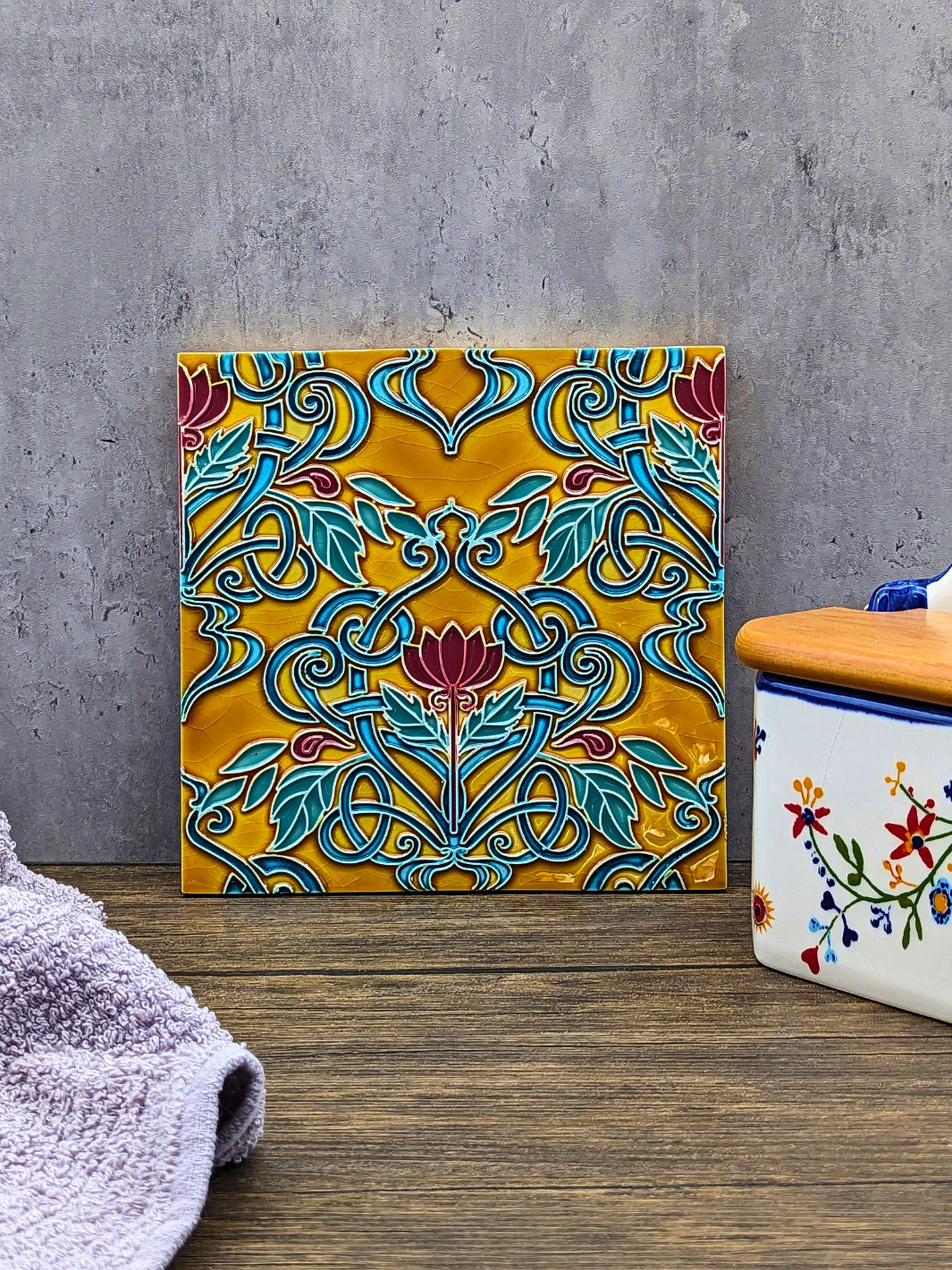 Hand painted Portuguese Ceramic Tile Square Trivet