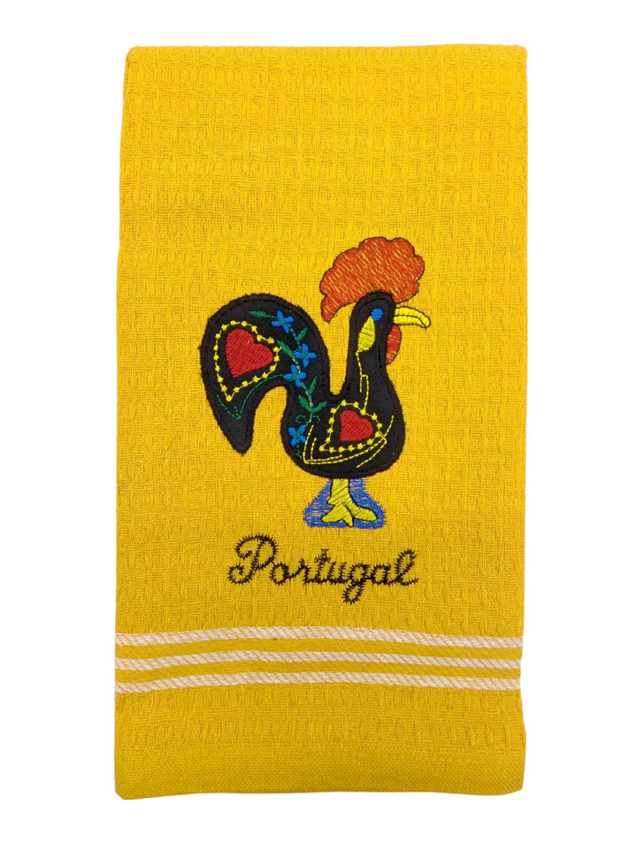 Honeycomb Embroidered Portuguese Rooster Dish Towels Set of 4