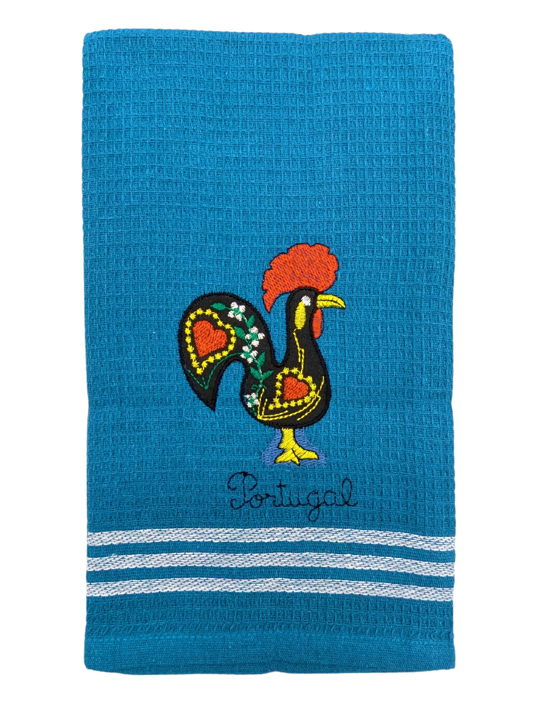Honeycomb Embroidered Portuguese Rooster Dish Towels Set of 4