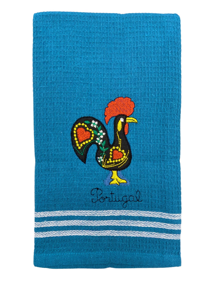Honeycomb Embroidered Portuguese Rooster Dish Towels Set of 4