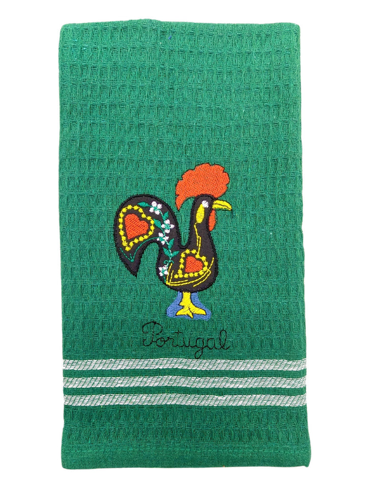 Honeycomb Embroidered Portuguese Rooster Dish Towels Set of 4