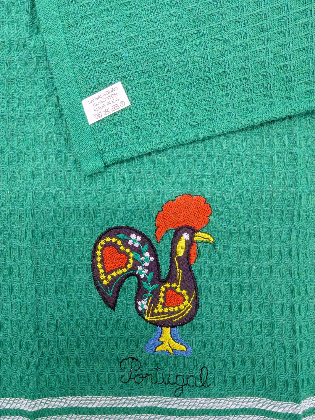 Honeycomb Embroidered Portuguese Rooster Dish Towels Set of 3