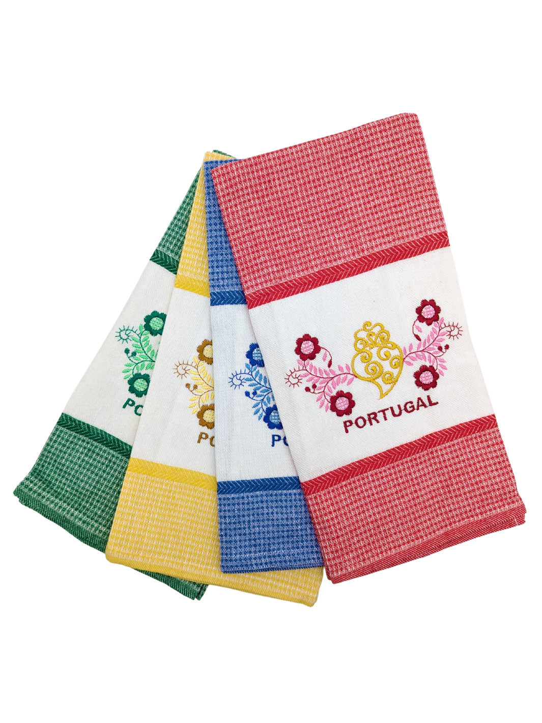 Honeycomb Embroidered Viana's Heart Dish Towels Set of 4