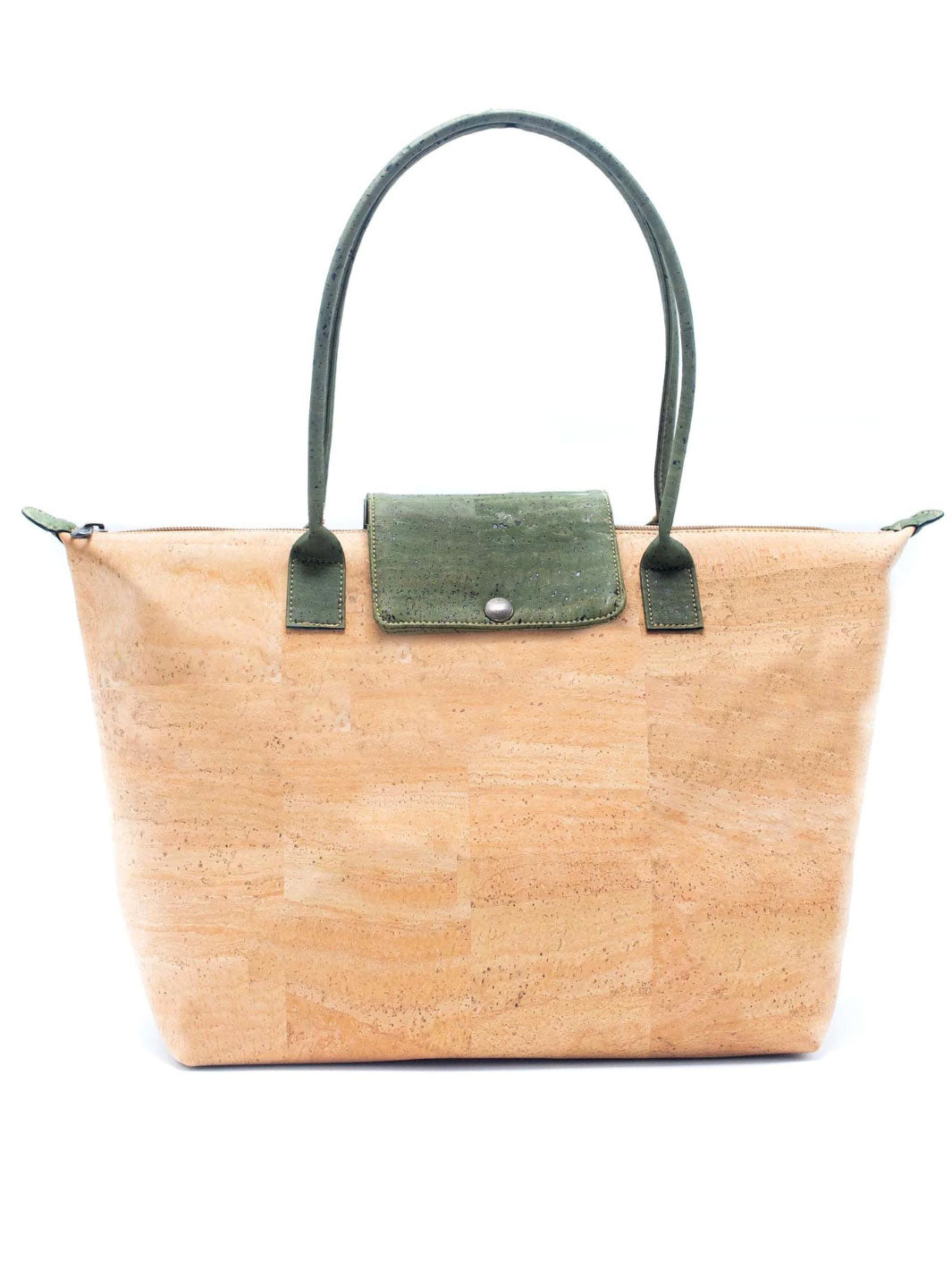 Large Handmade Green Natural Cork Handbag for Women