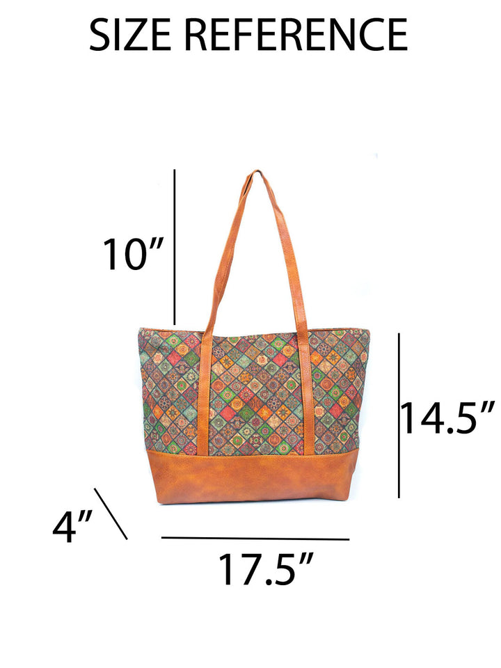 Large Natural Portuguese Cork Women's Tote Bag