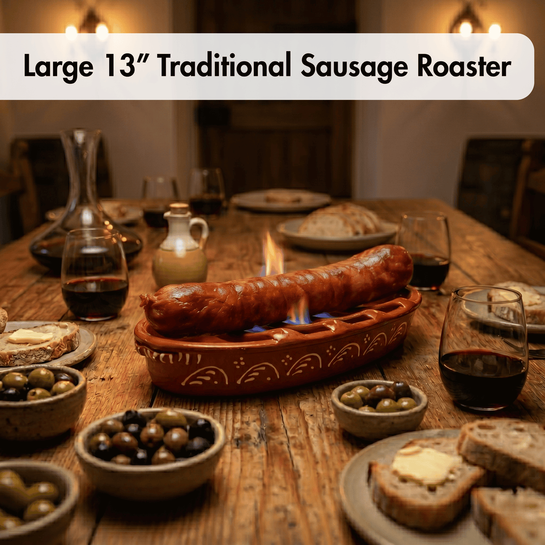 Large Traditional Portuguese Pottery Terracotta Clay Sausage Roaster