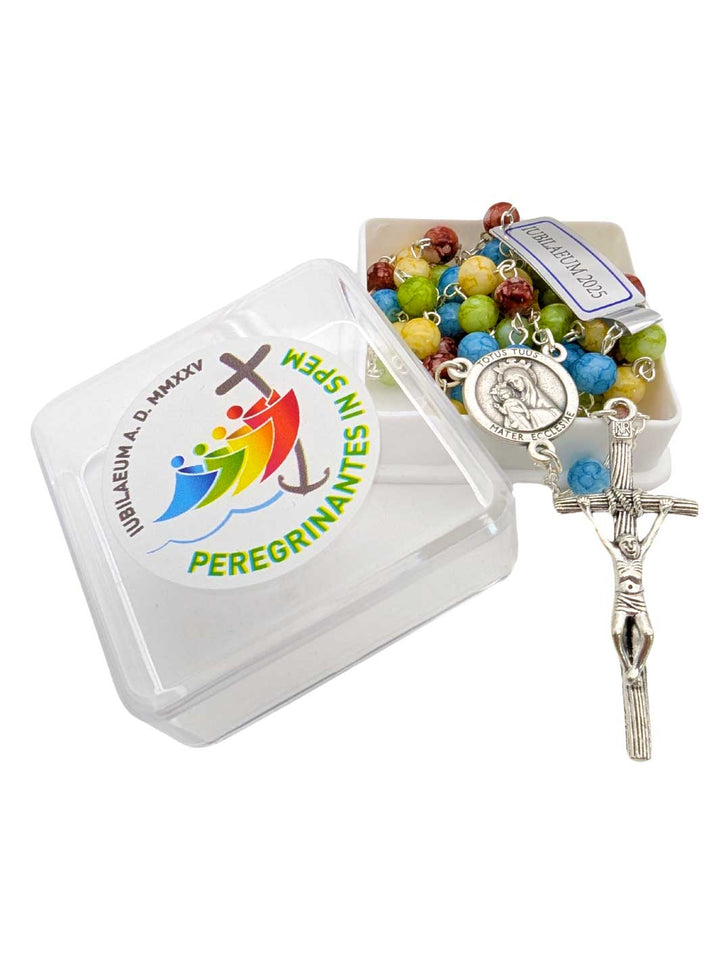Multicolored Glass Beads Jubilee Rosary 2025