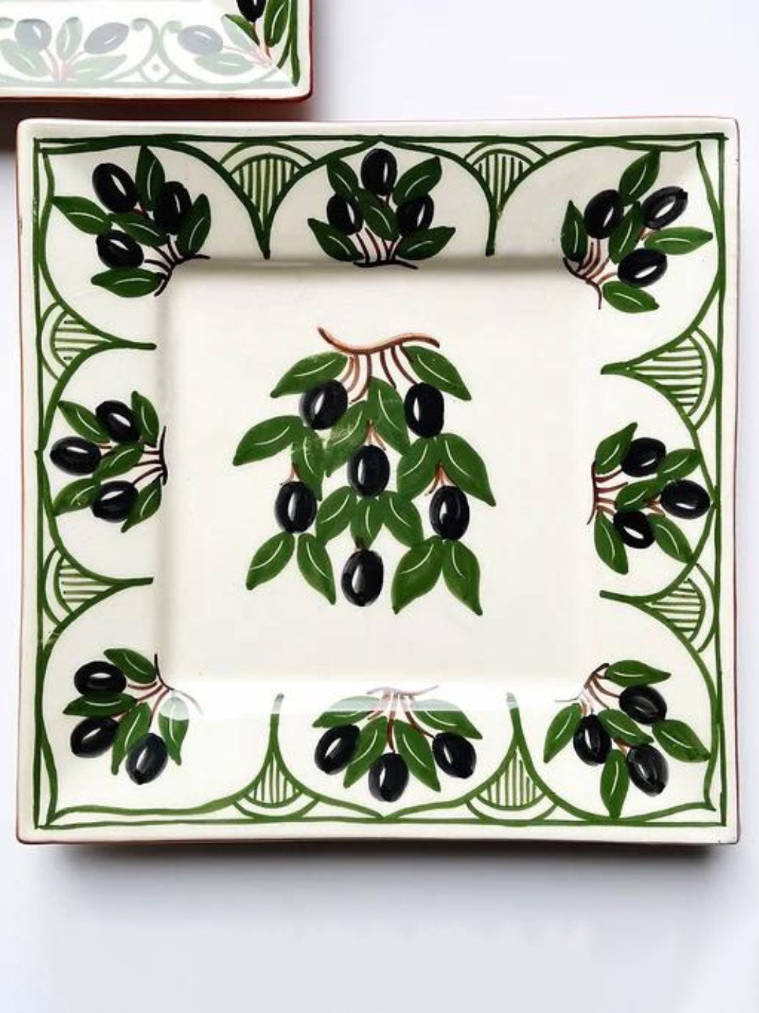 Olives Collection - Handcrafted Portuguese Pottery Clay Square Platters - Set of 2