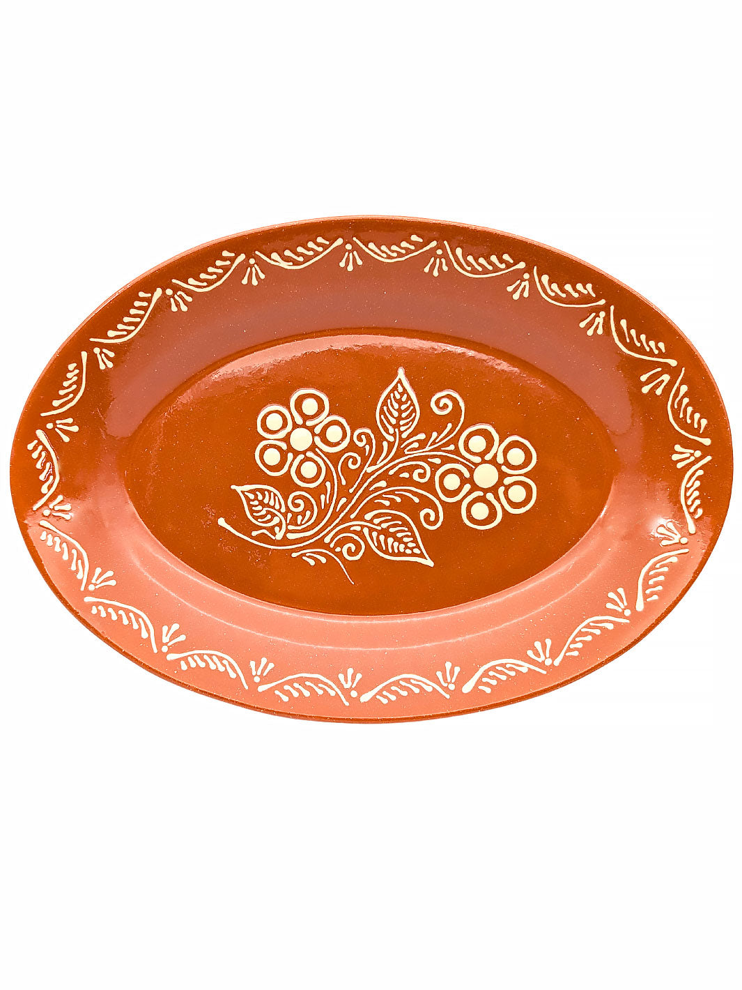 Terracotta Glazed Clay Large Oval Serving Platter