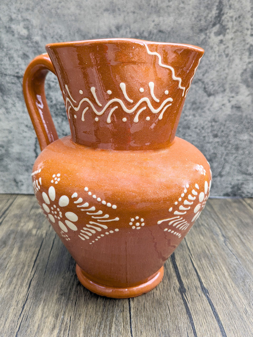 Portuguese Pottery Terracotta Glazed Clay Pitcher