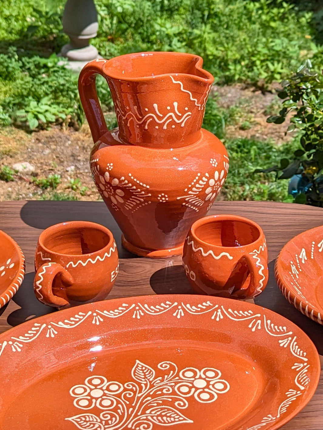 Portuguese Pottery Terracotta Glazed Clay Pitcher