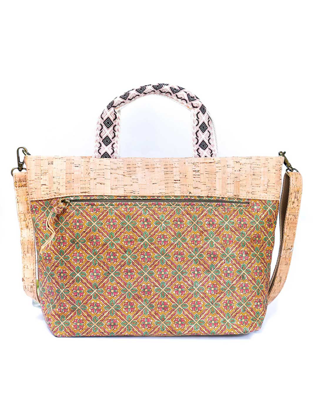 Portuguese Cork Women's Tote Bag with Floral Desing