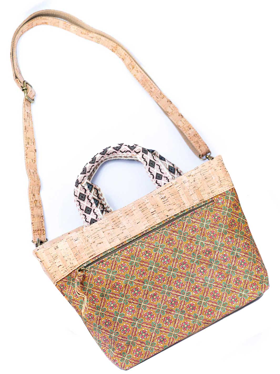 Portuguese Cork Women's Tote Bag with Floral Desing