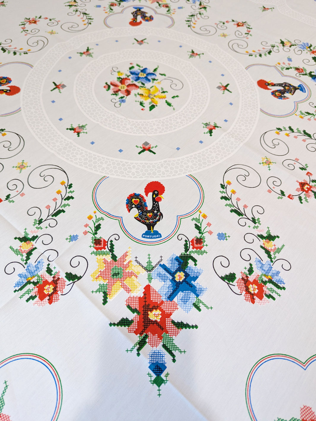 Portuguese Cross Stitch Inspired Tablecloth