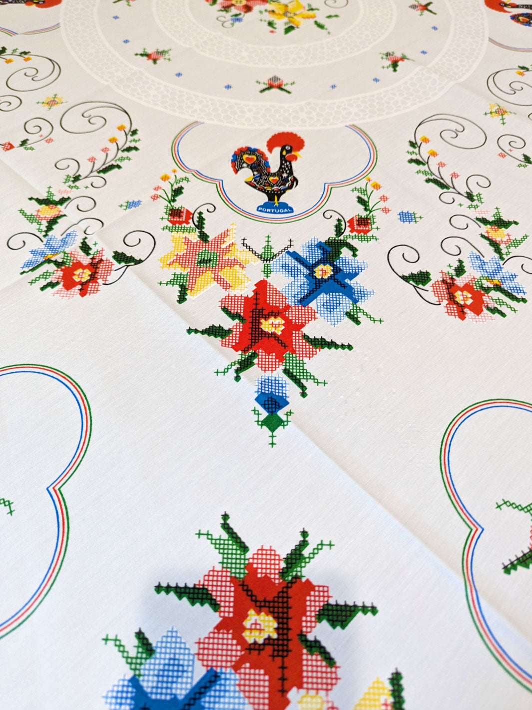 Portuguese Cross Stitch Inspired Tablecloth