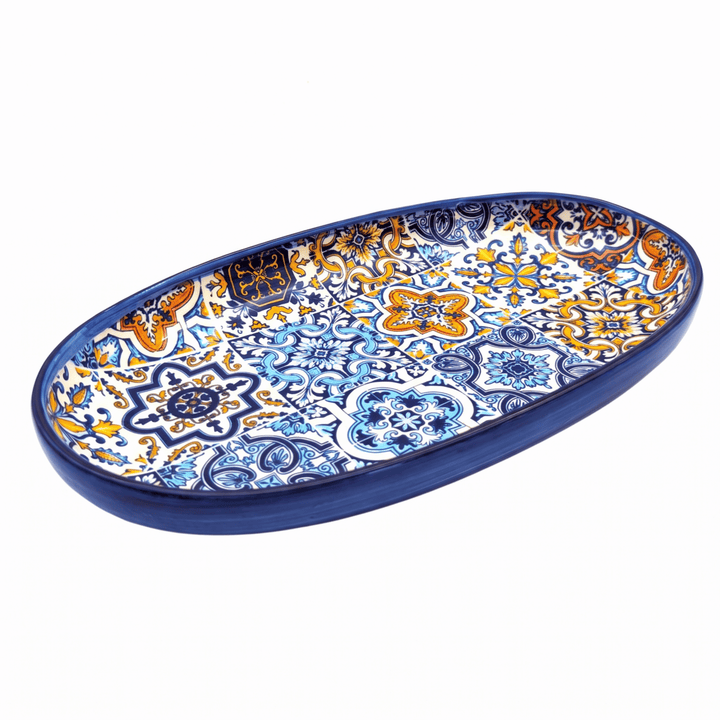 Portuguese Pottery Alcobaça Ceramic Decorative Serving Oval Platter