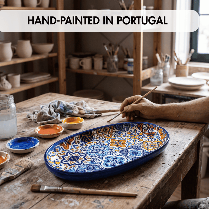 Portuguese Pottery Alcobaça Ceramic Decorative Serving Oval Platter