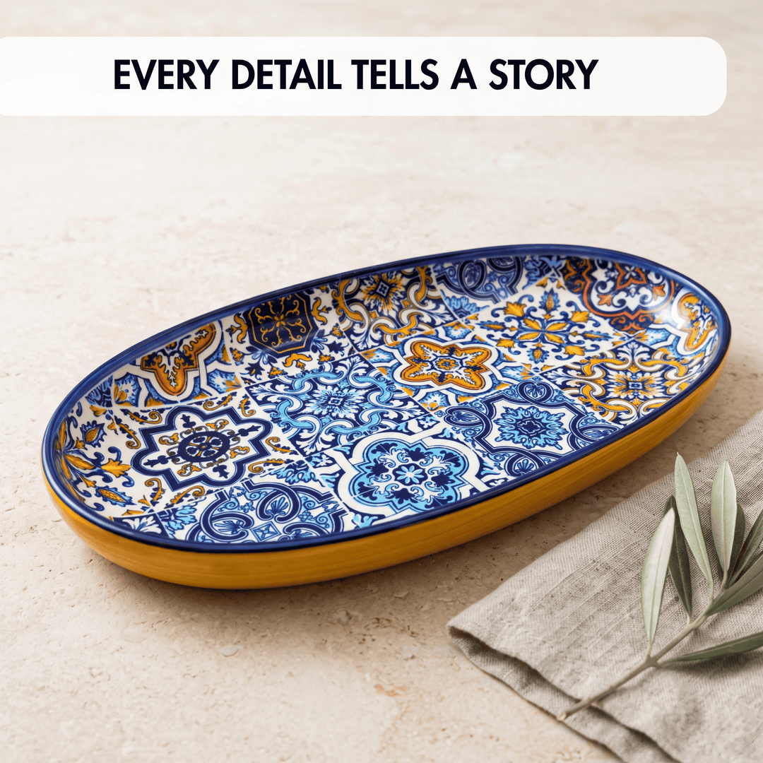 Portuguese Pottery Alcobaça Ceramic Decorative Serving Oval Platter