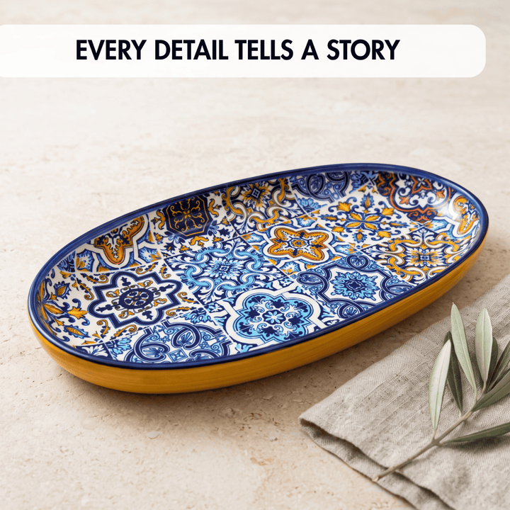 Portuguese Pottery Alcobaça Ceramic Decorative Serving Oval Platter