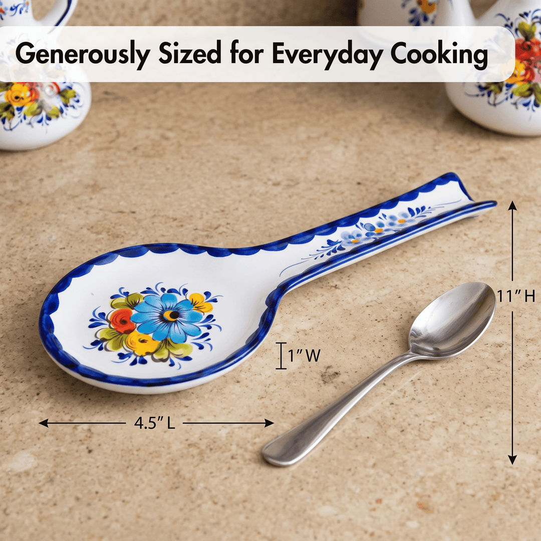 Portuguese Pottery Alcobaça Ceramic Hand Painted Kitchen Spoon Rest for Stove Top