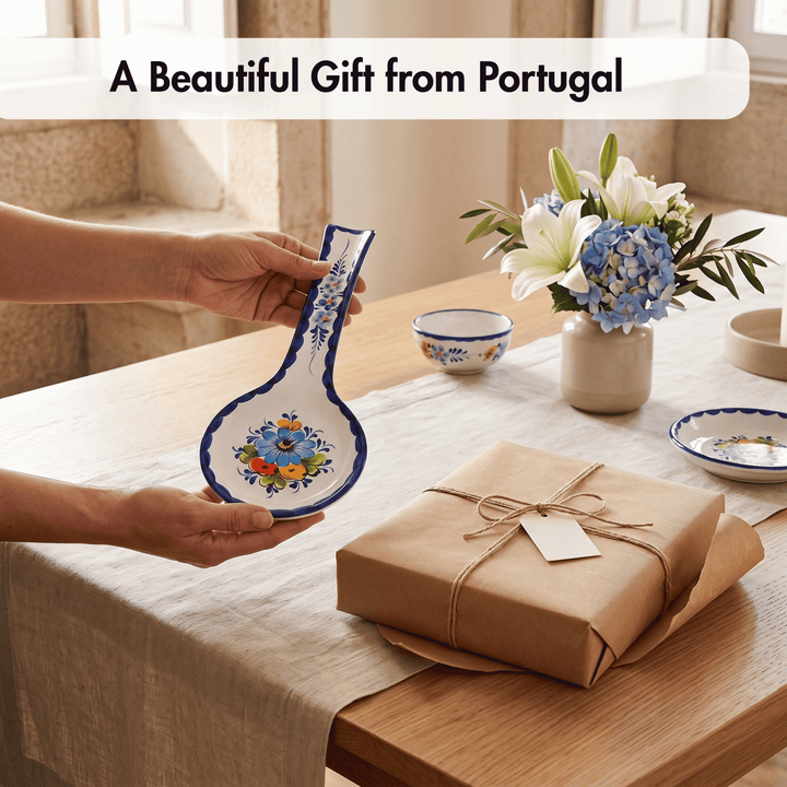 Portuguese Pottery Alcobaça Ceramic Hand Painted Kitchen Spoon Rest for Stove Top