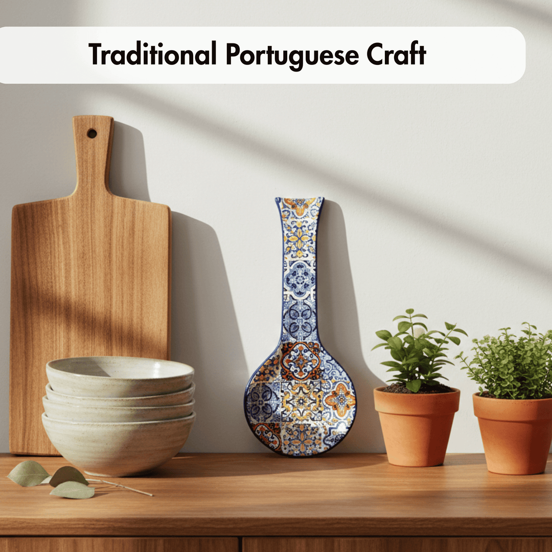 Portuguese Pottery Alcobaça Ceramic Kitchen Spoon Rest for Stove Top
