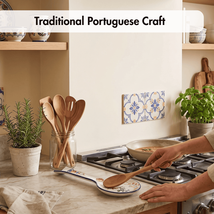 Portuguese Pottery Alcobaça Ceramic Kitchen Spoon Rest for Stove Top