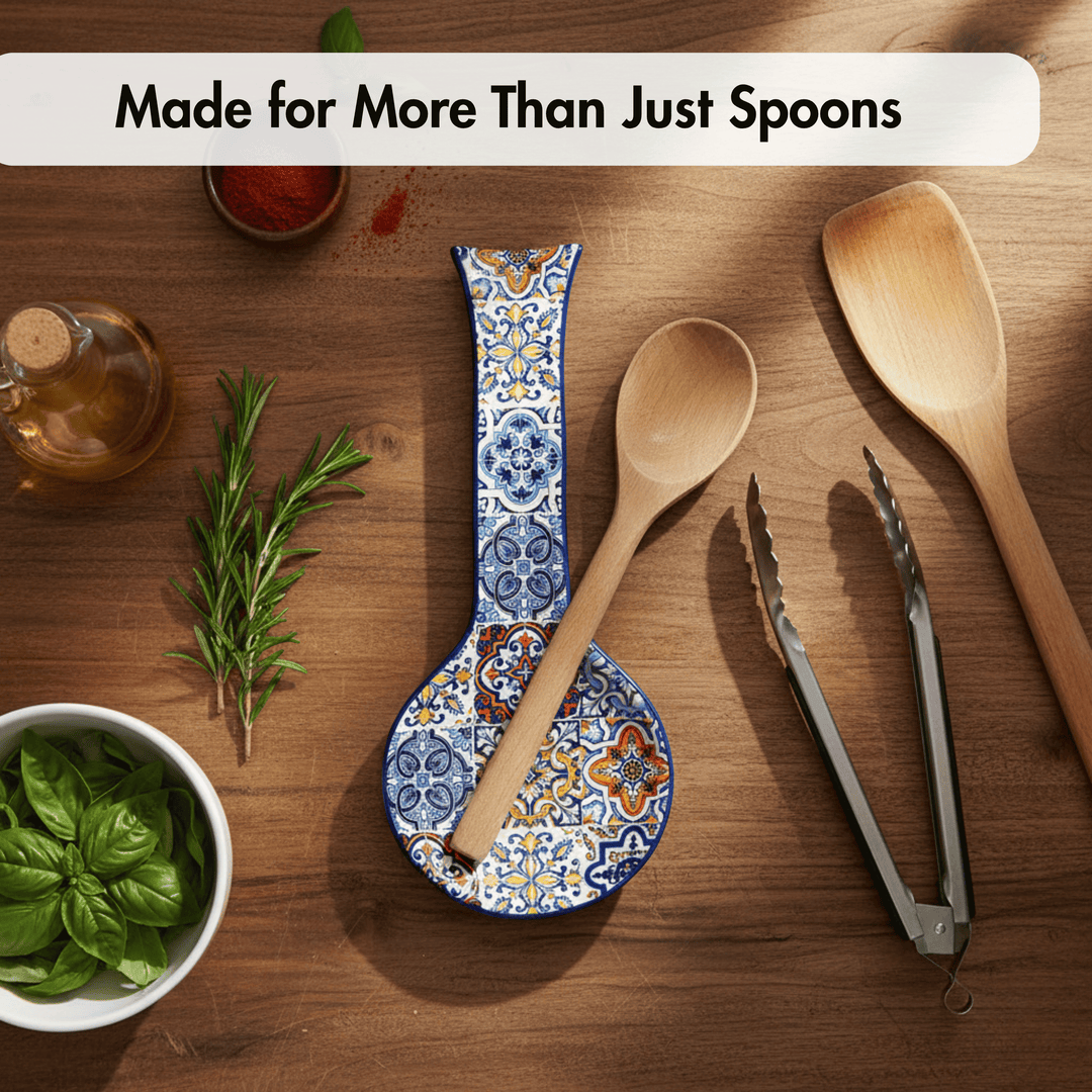 Portuguese Pottery Alcobaça Ceramic Kitchen Spoon Rest for Stove Top