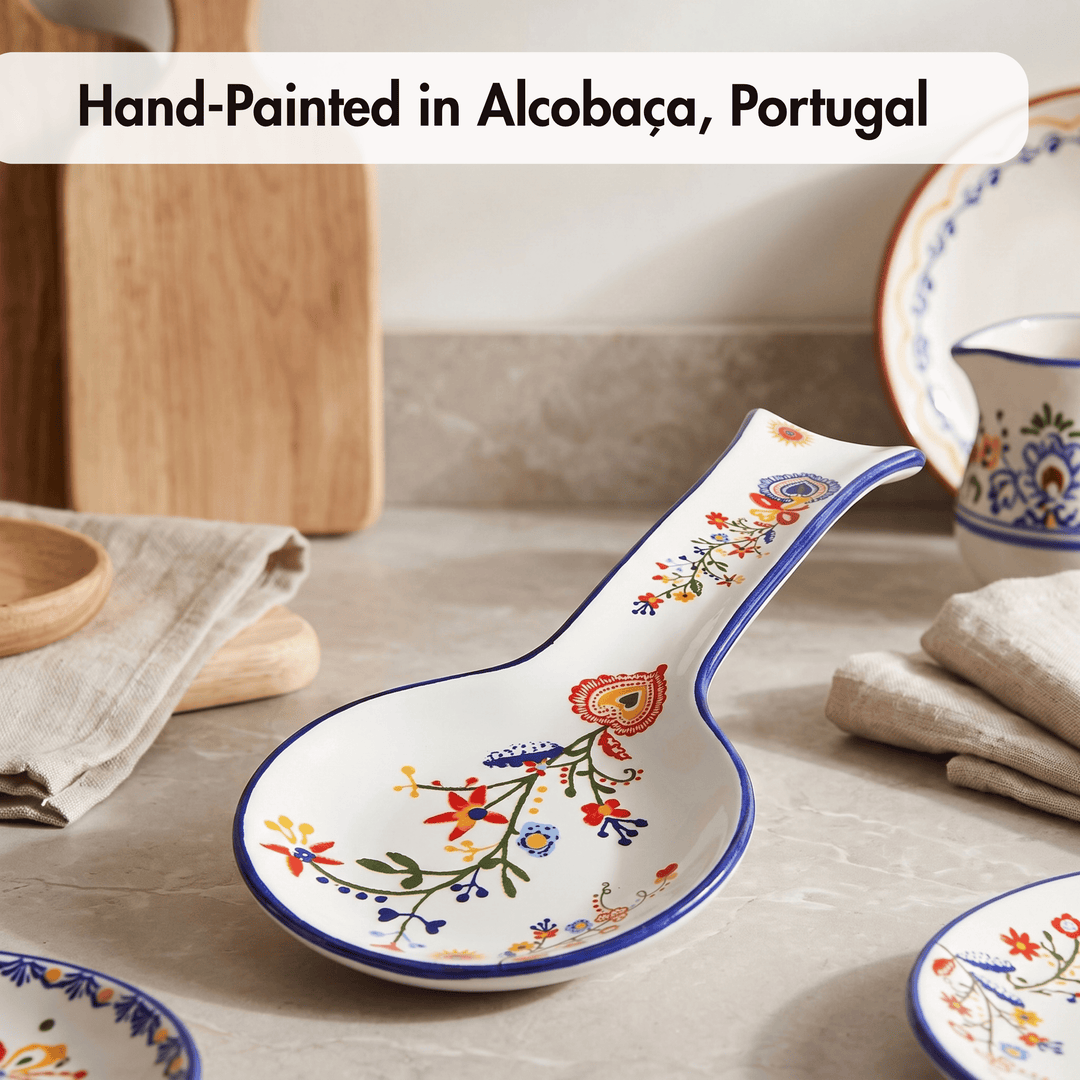 Portuguese Pottery Alcobaça Ceramic Kitchen Spoon Rest for Stove Top