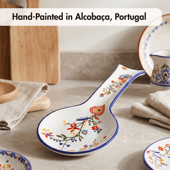 Portuguese Pottery Alcobaça Ceramic Kitchen Spoon Rest for Stove Top