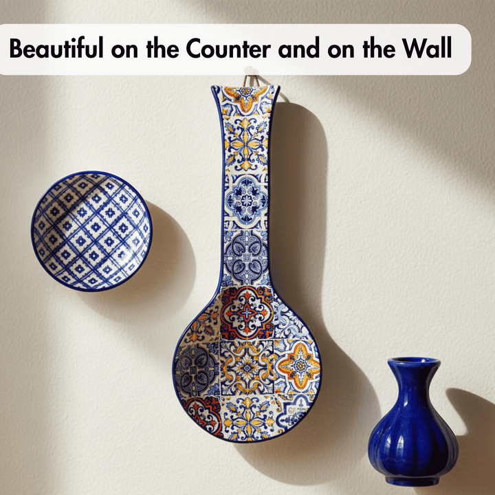 Portuguese Pottery Alcobaça Ceramic Kitchen Spoon Rest for Stove Top