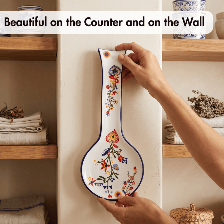Portuguese Pottery Alcobaça Ceramic Kitchen Spoon Rest for Stove Top