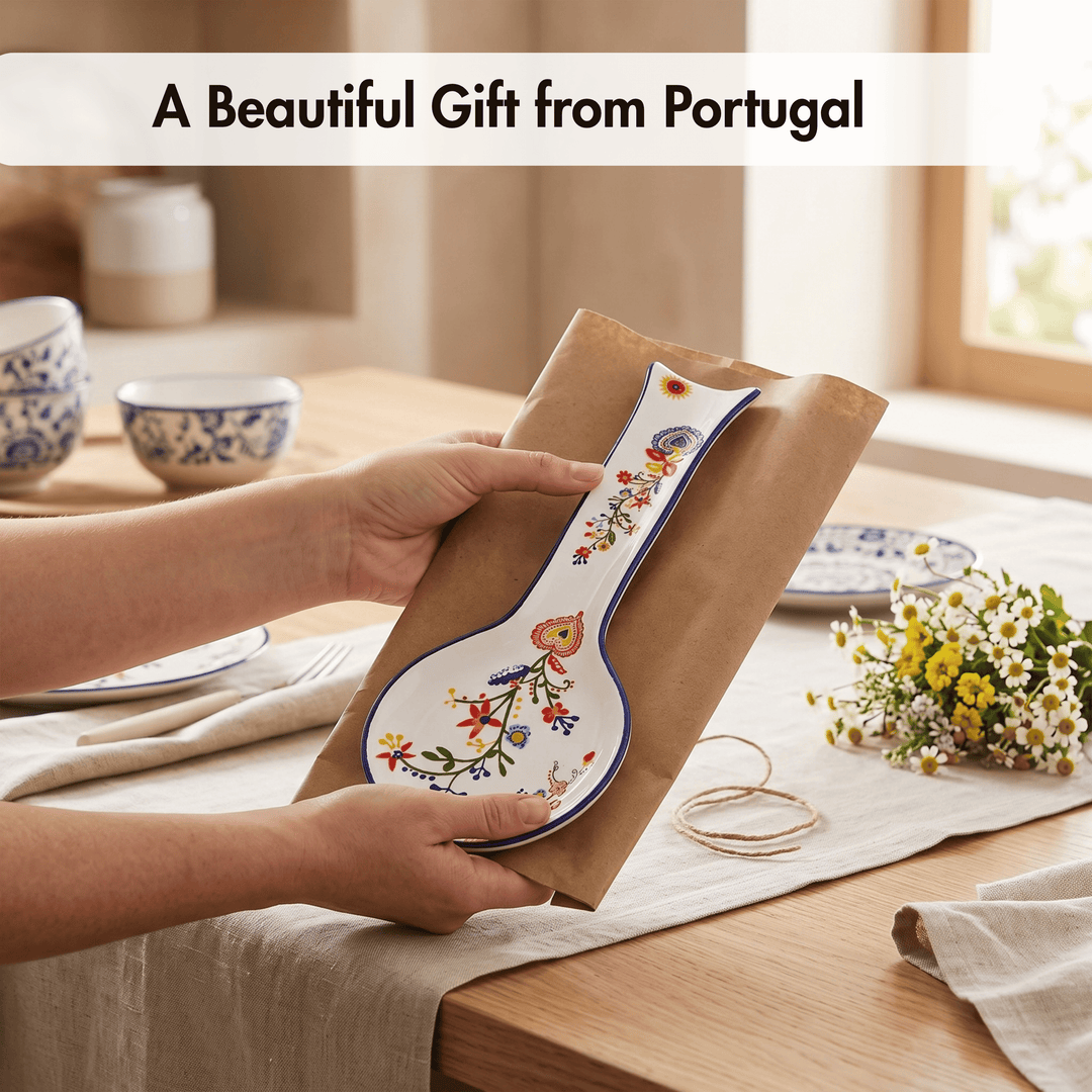 Portuguese Pottery Alcobaça Ceramic Kitchen Spoon Rest for Stove Top