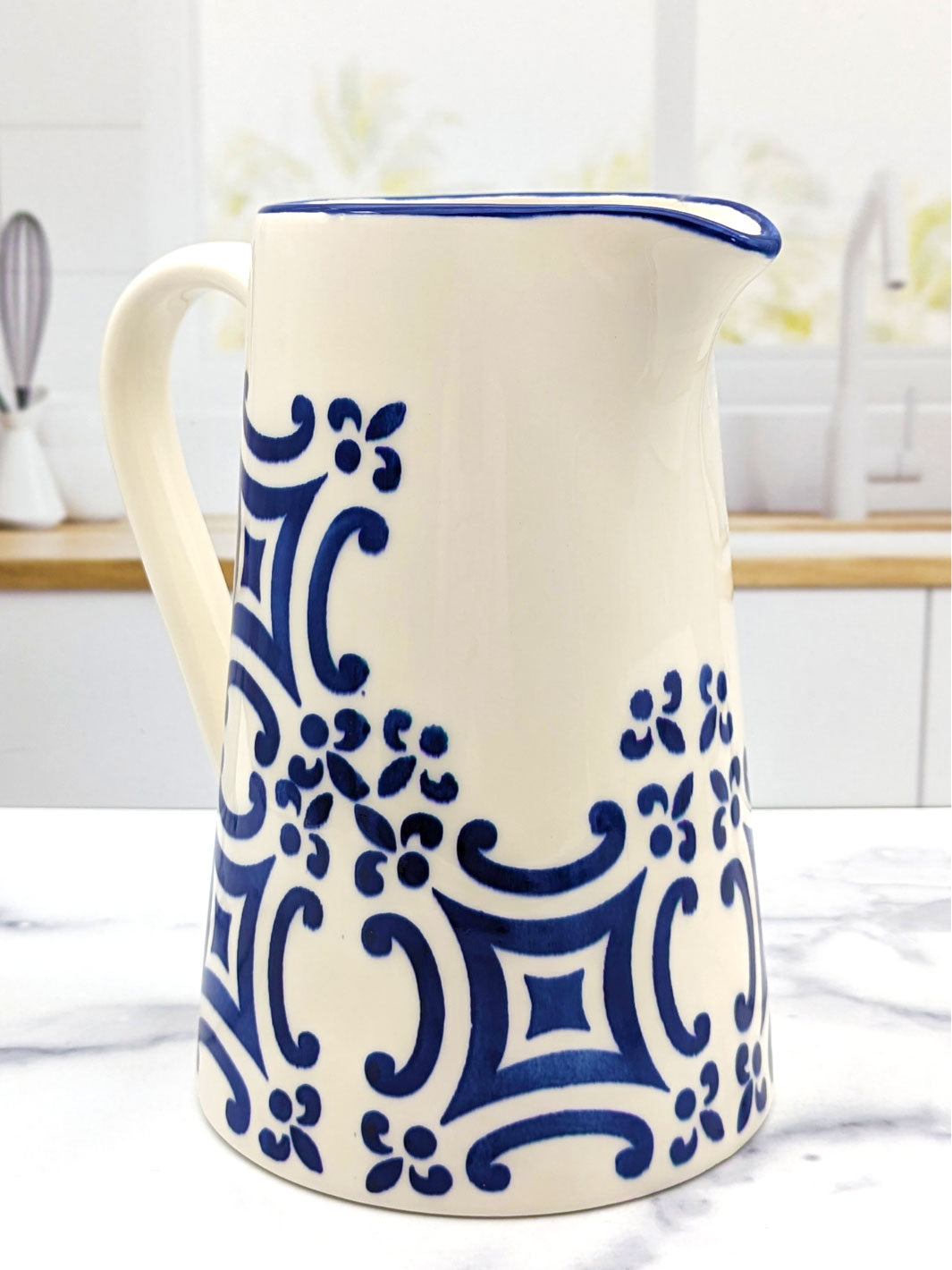 Portuguese Pottery Blue and White Ceramic Pitcher - Tradition